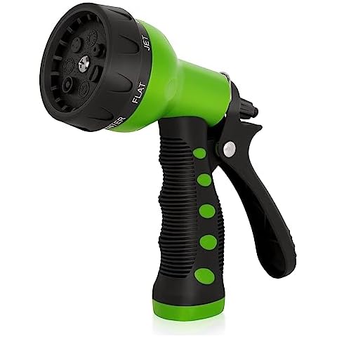 NEXCOVER Garden Hose Nozzle Sprayer - 7 Adjustable Watering Patterns Nozzle for Water Hose, Non-Slip Garden Spray Nozzle for Car Washing, Watering Plants, Pets Showering, Lawns Cleaning, Green Cover