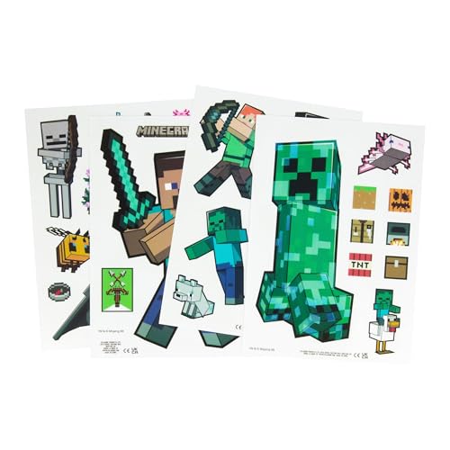 Minecraft Décalcomanies de fenêtre sous licence officielle, décoration de joueur et cadeaux pour garçons et filles, accessoire de jeu Overworld,...