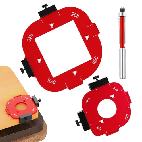 2 Stück Router Jig Radius Schablonen für Oberfräse, Frässchablonen für Oberfräse, 4 in1 Schablone für Oberfräse, für Holzbearbeitung R10 R15 R20 R25 R30 R35 R40 R50 Radius Routing Vorlagen