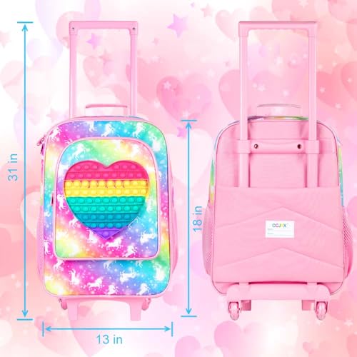 Image of CCJPX Kids Luggage for Girls, Cute Unicorn Suitcase Rolling with Wheels, Travel Carry on for Children Toddler Elementary - Pink