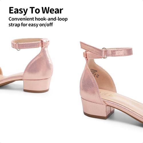 Image of DREAM PAIRS Girls Sandals Low Heel Dress Pump Ankle Strap Flower Wedding Party Shoes for Little Kid /Big Kid