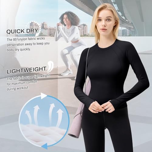 TERODACO Thumbhole Womens Gym Tops Long Sleeve UPF50+ Womens Running Top Breathable Quick Dry Ladies Yoga Workout Hiking Base Layer,Slim Fit Moisture Wicking Soft - Image 5