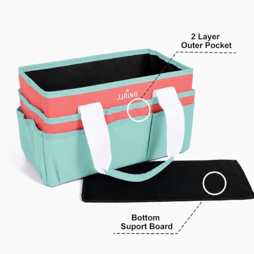 Image of JJRING Craft Organizer Tote Bag Art Storage Caddy Green and Orange