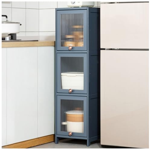 Armario Alto despensero de bambú - Mueble de Cocina Estrecho e Independiente con Puerta, Gris, 30x106cm/12x42in - Ideal para la organización del salón y el Comedor.