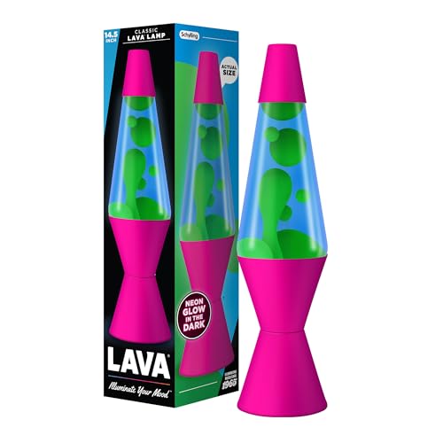 Lava The Original Lamp - 14.5 Neon Pink - Classic Liquid Motion Lamp - Green/Yellow and Blue Liquid - Item #2383 (Amazon Exclusive)