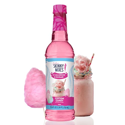 Jordan's Skinny Mixes Sugar Free Syrup, Cotton Candy Flavor, Fruit Flavored Water Enhancer, Drink Mix, Iced Tea, Lemonade, Drinks, Low Calorie Water Flavoring, Dairy & Gluten Free, Kosher, 25.4 Fl Oz
