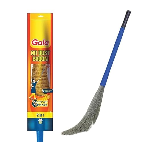 EasyClean No Dust Floor Broom, Traditional Indian Jhadu, Broom Stick For Floor And Ceiling Cleaning, Multipurpose And Washable, Long Handle Cleaning Supplies Plastic Stick - Blue