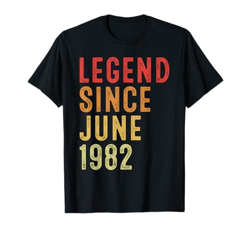 Legend Since June 1982 Vintage 1982 Birth Of Birthday Gifts Maglietta
