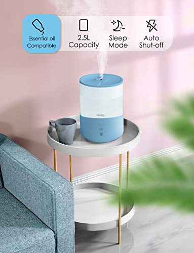 Homasy Humidifiers for Bedroom, 25dB Cool Mist Humidifier Diffuser, 2.5L Top-Fill Evaporator for Kids, Sleep Mode, 30H Run-Time, Auto Shut Off, Blue - Thumbnail 7