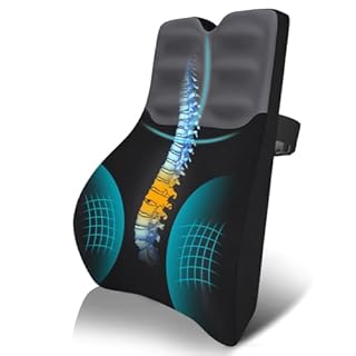 AOOHA Cuscino Lombare Ergonomico,Lombare Sedia Ufficio con Rivestimento Removibile e Lavabile,Cinghie Regolabili,Supporto Lombari in Schiuma Memory ad Alta Densità per Auto Ufficio Divano