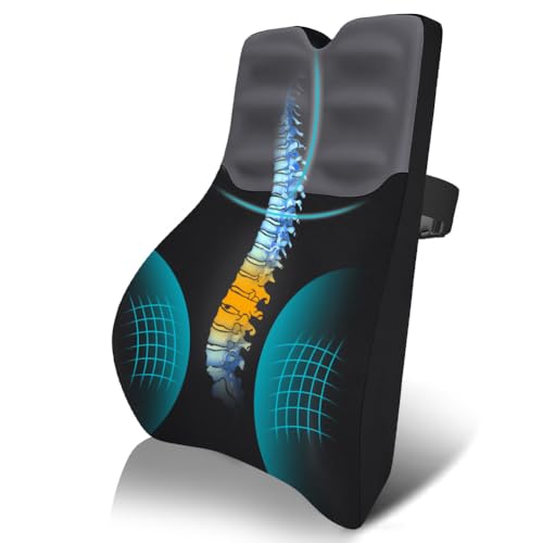 Aooha Cojín De Soporte Lumbar Ergonómico, Cojín De Soporte Lumbar Ergonómico Soporte Respaldo De Espuma Viscoelástica De Alta Densidad Y Funda Lavable Para Silla De Oficina, Coche Y Gaming