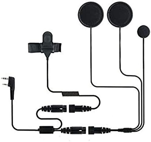 BAOFENG Helmet Kit 2 PIN Full Face Motorcycle Headset Earpiece Mic Ken Wood/WOU Xun/Pu Xing/Lin ton Two Way Radio Walkie Talkie, Black