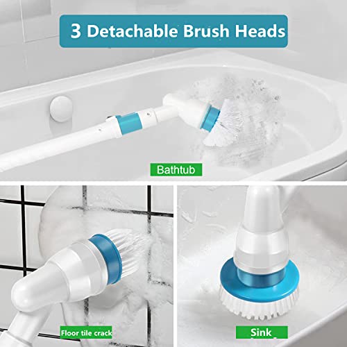 Inumsu Electric Spin Scrubber 8.7V 2000Mah Electric Brush Electric Shower Cleaner With 3 Replacement Brush Heads 1 Extendable Arm For Kitchen, Car, Tiles, Sink, Bathroom Cleaning. #TOP4