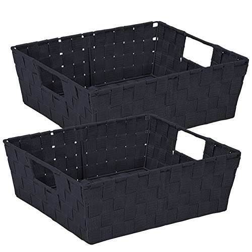Simplify 15"x 13"x 5" Alloy Steel Rectangular Basket with 2 Built-in Carrying Handles, Black by Simplify - Used condition - US$15.96