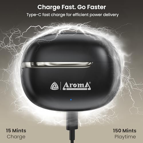Image of AROMA TWS7 Star V5.4 Upto 60Hr Playtime*, ENC, Dual Paring, Fast Charging, Heavy Bass Bluetooth