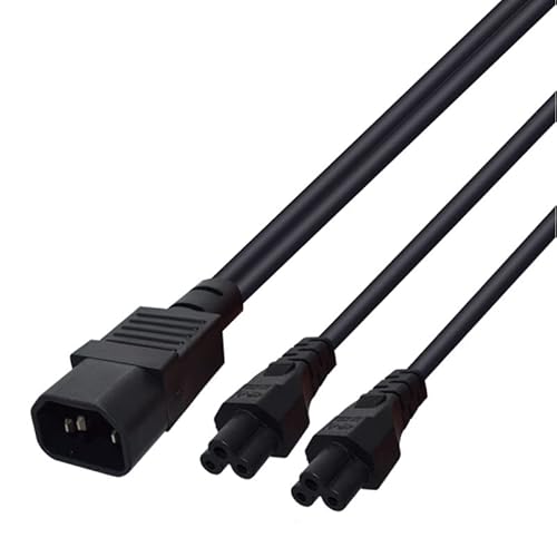 Strhowill IEC 320 C14 to Dual C5 Y-Splitter Power Cord, 1FT/0.32M, 10A 250V, C14 Male to 2 IEC C5 Female Adapter Cable for Laptop, Notebook, PDU, UPS