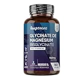 Magnesium Bisglycinate + Vitamine B6, 1422mg - 180 Gélules Vegan...