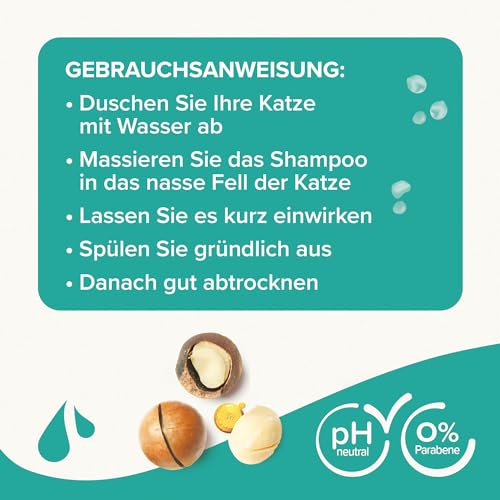 Beaphar Shampoo für Katzen, mit Macadamiaöl und Aloe Vera, pH-neutral, ohne Parabene, Vegan, 1er Pack