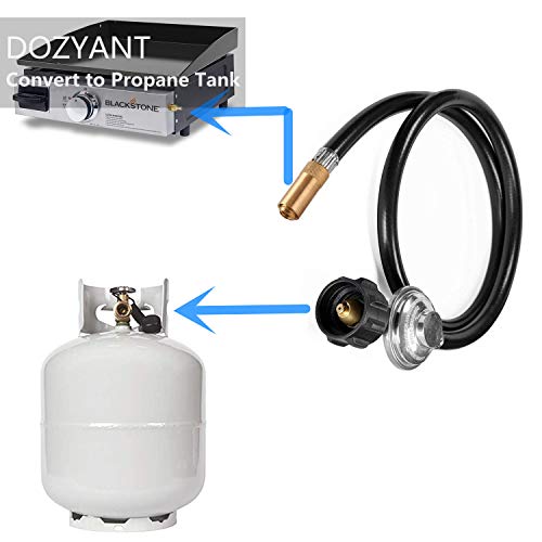 Dozyant 6 Feet Propane Regulator And Hose For Blackstone 17Inch And 22Inch Table Top Griddle, Replacement Parts Connect To Large Propane Tank #TOP4