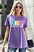 Happy Easter Shirts for Women Easter Bunny T-Shirt Rabbit Graphic Tees Easter Egg Holiday Shirt Tops(Purple3, Medium)