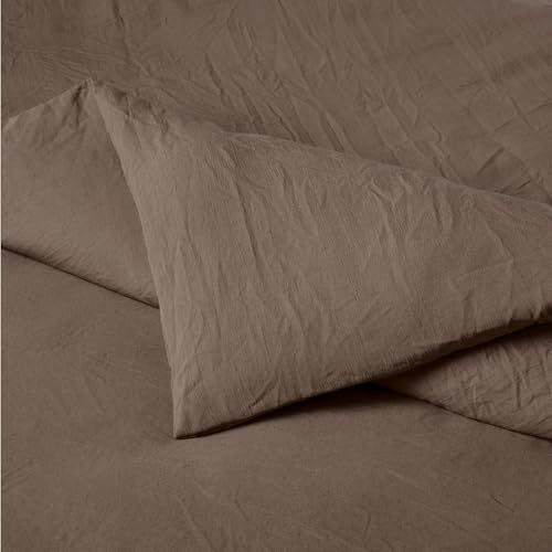 Image of Amazon Basics Brushed Microfiber Comforter Set, Extra Soft with Natural Texture, 3-Piece, King, Brown