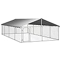 vidaXL Outdoor Dog Kennel with Roof Garden Patio Terrace Backyard Lawn Pet Supplies Dog Cage House Crate Playpen Run Lockable Safety