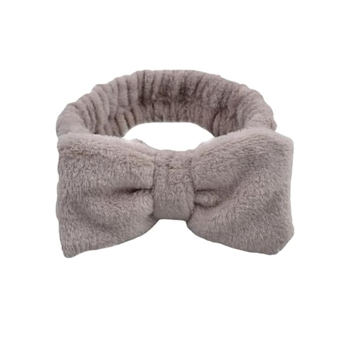 Coral Velvet Bow Headband | Soft Plush Headband for Makeup Removal Face Wash Skincare