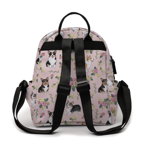 Image of Deanfun Mini Backpack for Women - Cute Dogs Print Small Backpack Purse with Ample Storage and Double Zippers Waterproof Shoulder Straps 3D Graphic Corgi MNSB-425