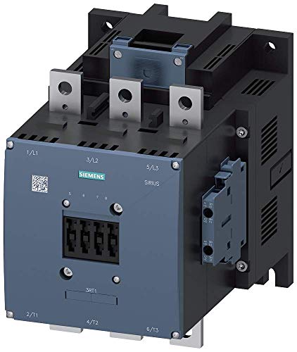 Siemens 3RT10 76-6AP36 Motor Contactor, 3 Poles, S12 Frame Size, Screw Terminals, Conventional Coil, 2 NO + 2 NC Auxilliary Contacts, 500 AC3 Amp Rating, AC 40-60Hz, DC 220-240V