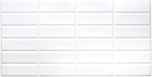 Miniatura 3 de Dundee Deco GRAZPG7115-10 - Panel de pared 3D de PVC de imitación blanco apilado, 3.1 pies x 1.6 pies (37.8 in x 18.9 in), decoración de paneles de