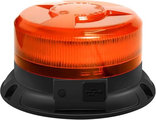 Dinfu Gyrophare LED orange 12V sans fil, 24V jaune stroboscopique clignotant magnetique avec Charge USB +Chargeur pour allume-cigare pour voiture véhicule...