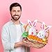 Spakon 200 Pcs Easter Treat Bags Cute Plastic Carrot Shape Cone Easter Bags with Twist Ties DIY Long Ear Snack Gift Bunny Bag for Easter Holiday Cookie Candy Storage Packaging Supplies Party Favor