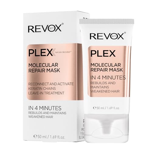 REVOX B77 - Plex Molecular Repair Mask, 50 ml, Mascarilla Reparadora Cabello, Repara los Enlaces de Queratina del Pelo, Suaviza y Fortalece Cabello Dañado, Previene Puntas Abiertas, Melena Brillante