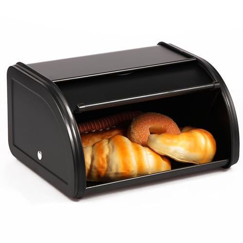 Boîte à pain en métal Guniata, boîte de rangement pour pain, portable, avec couvercle à roulettes, A