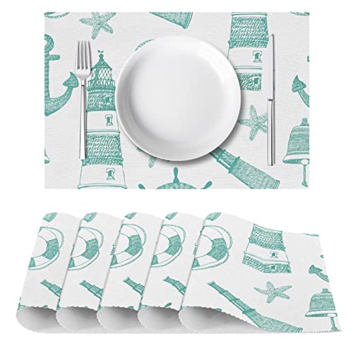 Set de table motif phare et ancre bleu mer pour une décoration de table océan - 3