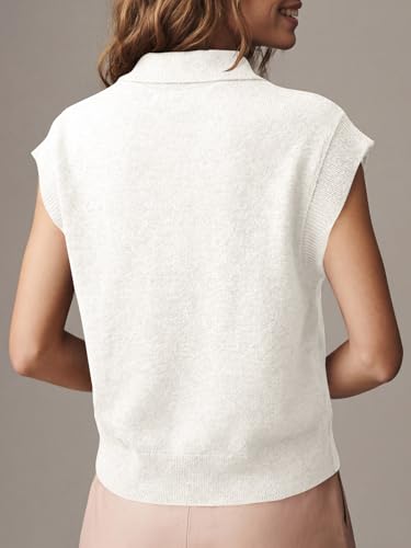 Image of Saodimallsu Womens Cap Short Sleeve Sweater Top Summer Polo Shirts Button Collared Knit Business Casual Pullover Sweater