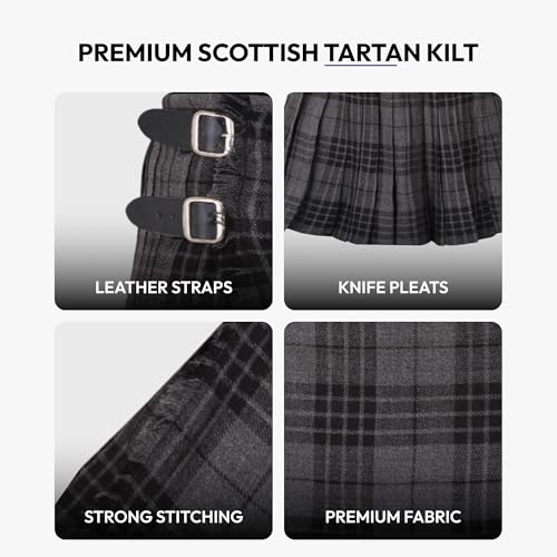 Image of 8 Yard Mens Kilt - Authentic Tartan Kilt for Men Highland Outfit for Weddings & Traditional Scottish Wear