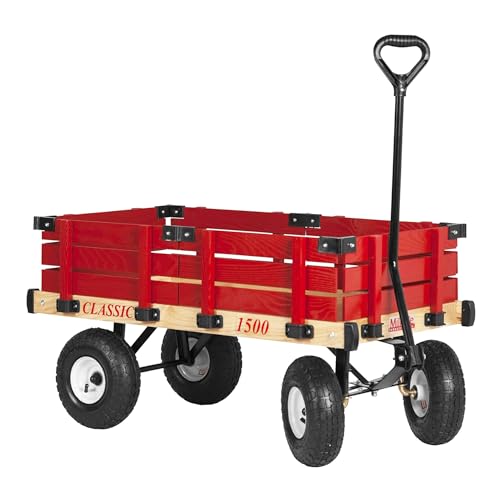 Millside Industries Classic Wood Wagon with Red Removable Wooden Racks