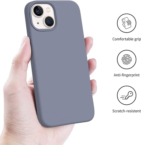Image of NAFS Silicone Case Compatible with iPhone 14 | Camera Protect Microfiber Lining Cover | Case Cover for iPhone 14 (Lavender Grey)