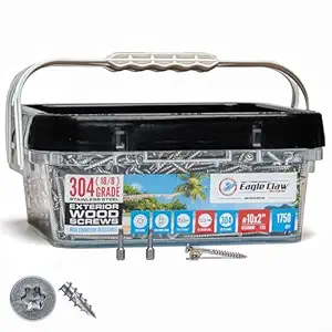 #10 x 2 Inch Stainless Steel Deck Screws 1750 Pieces | T25 Star Torx Drive Flat Head | 304 Grade Stainless Steel Wood Screws | Stainless Steel Screws by Allen's Trading Co. Eagle Claw Fasteners