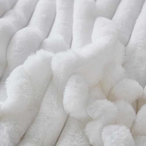 Uhamho Bed Pillowcase Queen Set Of 2 Striped Faux Rabbit Fur And Velvet Back Rectangle Lumbar Pillow Covers Shams Modern Home Decorative thumb #3
