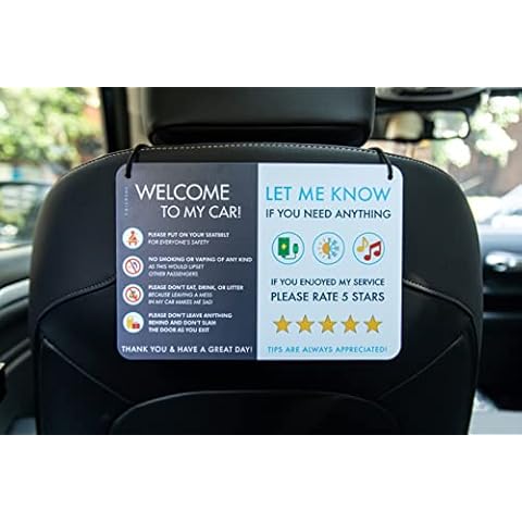 NIVRANA Rideshare Car Sign 2-Pack — Better Customer Relations, Higher Ratings and More Tips with Universal Sign, Accessory for Uber Drivers, Rideshare Drivers – 9” x 6” Cover