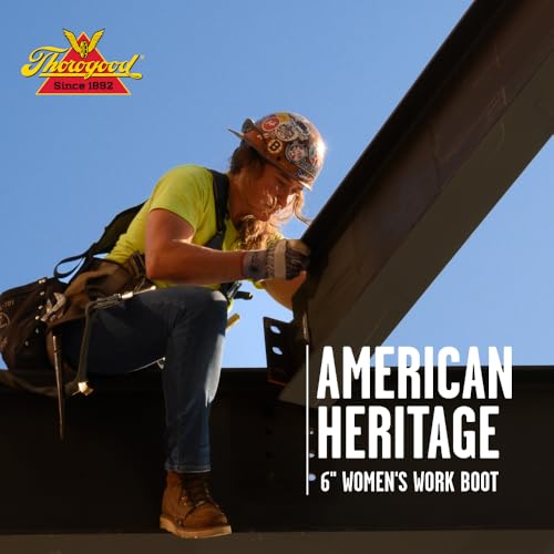Image of Thorogood 6 inch Work Boots for Women - American Heritage - Full-Grain Leather with Comfort Insoles and Slip-Resistant Wedge Outsoles, Made in USA