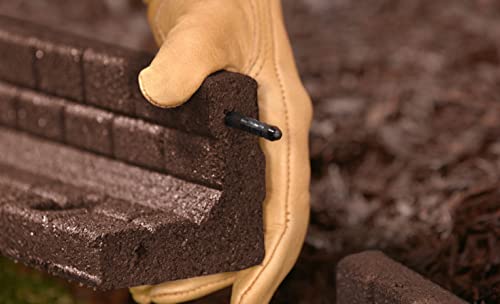 Rubberific Flexible Rubber L Shape Landscape Brick Face Edging Border for Gardens, Lawns, and Landscaping - 6 Pack (Brown)