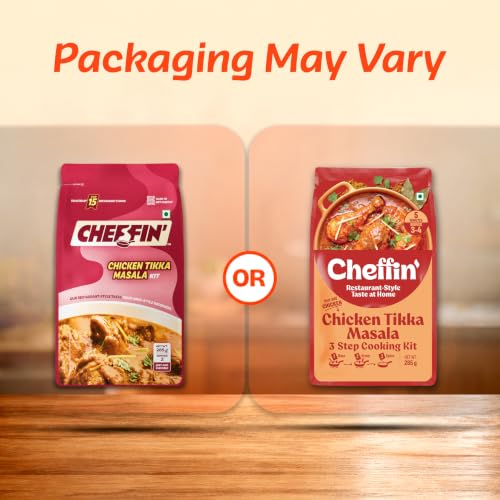 Image of Cheffin' Chicken Tikka Masala 285g | Chef Curated Gourmet Cooking Kit|Cooks 150-200g Chicken | Ready in 10 Min | 100% Natural, No Preservatives | Just Add Fresh Chicken |Serves 2-3