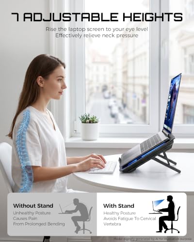 Base para laptop con 6 ventiladores y 7 niveles ajustables miniatura 3