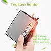 Cigarette Case with Lighter, Automatic Ejection Box Holder for 10 Regular Size Cigarettes, Built in Electric Lighters USB Rechargeable (Black Nickel)