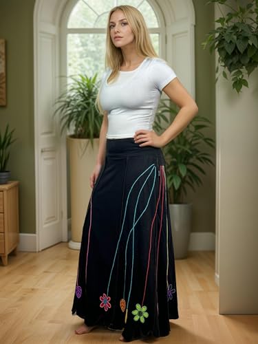 Agan Traders Women's 2025 Summer Waistband Elastic Knit Cotton Light Weight Fall Uneven Hem Skirt Maxi2