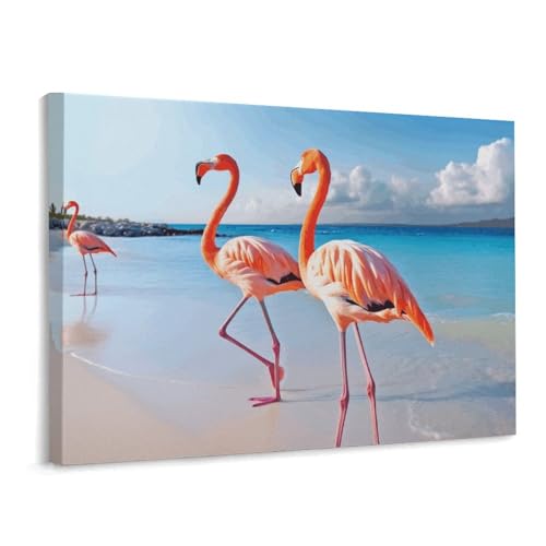 Toile de Noël flamant rose 40 x 30 cm, le cadeau déco idéal pour salon