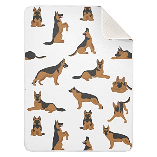 Image of Swaddle Blanket German Shepherd Dogs Cotton Blanket for Infants, Receiving Blanket, Lightweight Soft Swaddling Blanket for Crib, Stroller, Nursery Blankets, 30x40 in